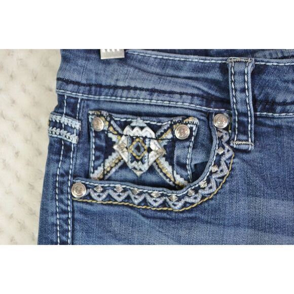 Grace In LA Women's 27 Medium Wash Embroidered Mid Rise Bootcut Jeans - Picture 9 of 16